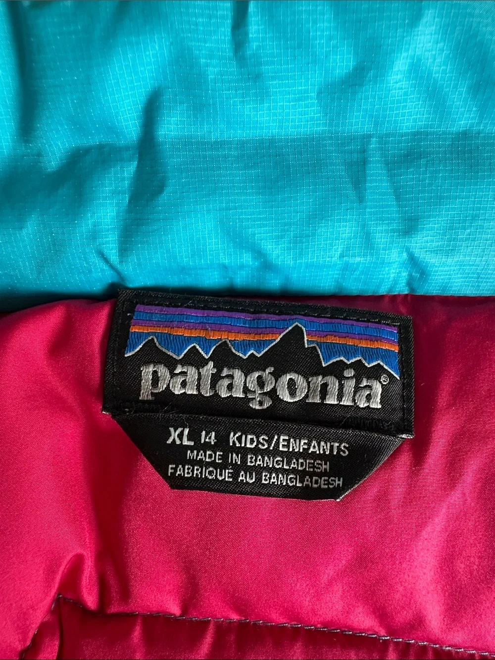 Patagonia Kids Colorblock Jacket - Teal & Magenta with Logo Patch